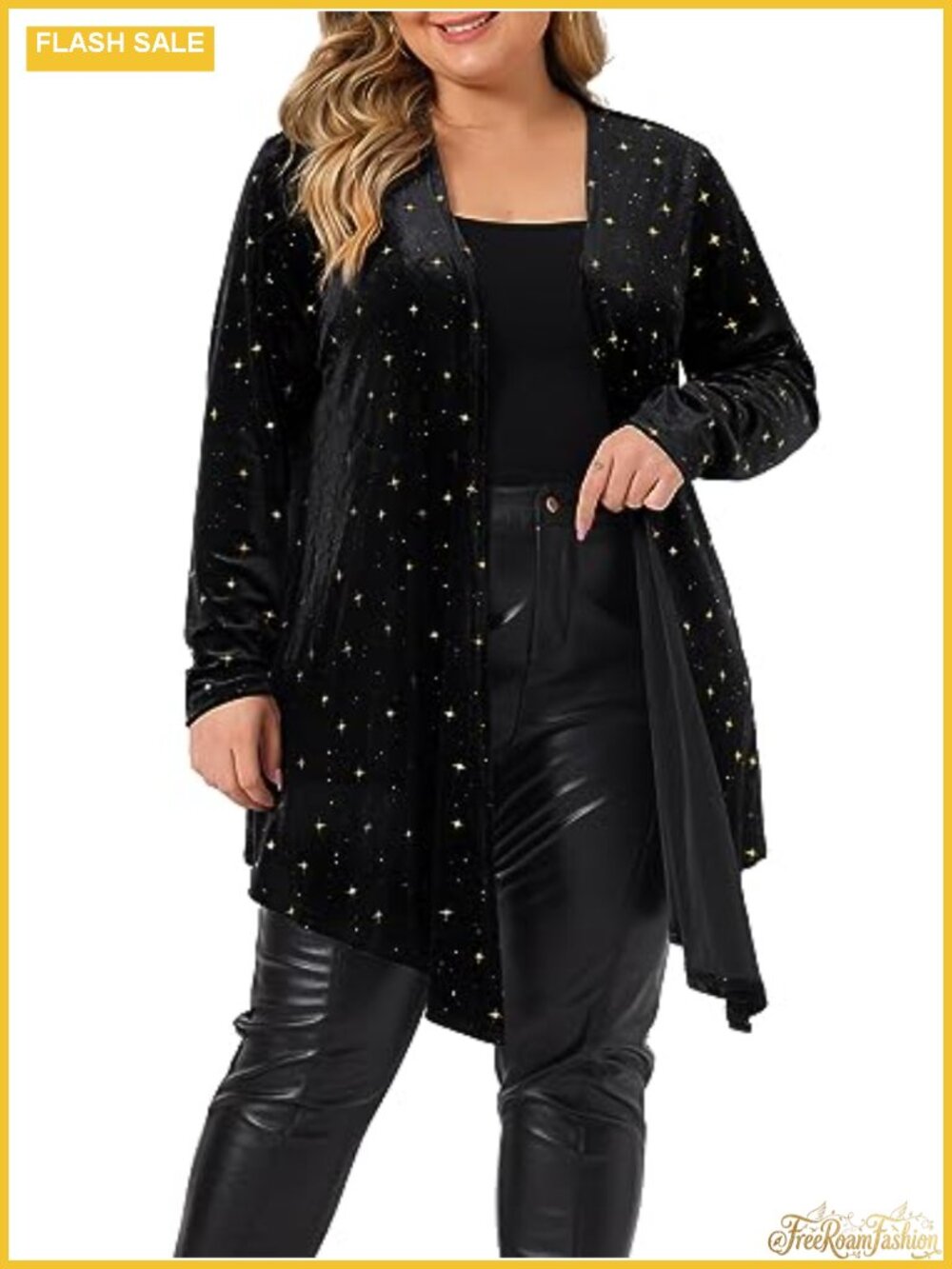 Velvet Open Front Draped Party Cardigan Plus Size Shrug
